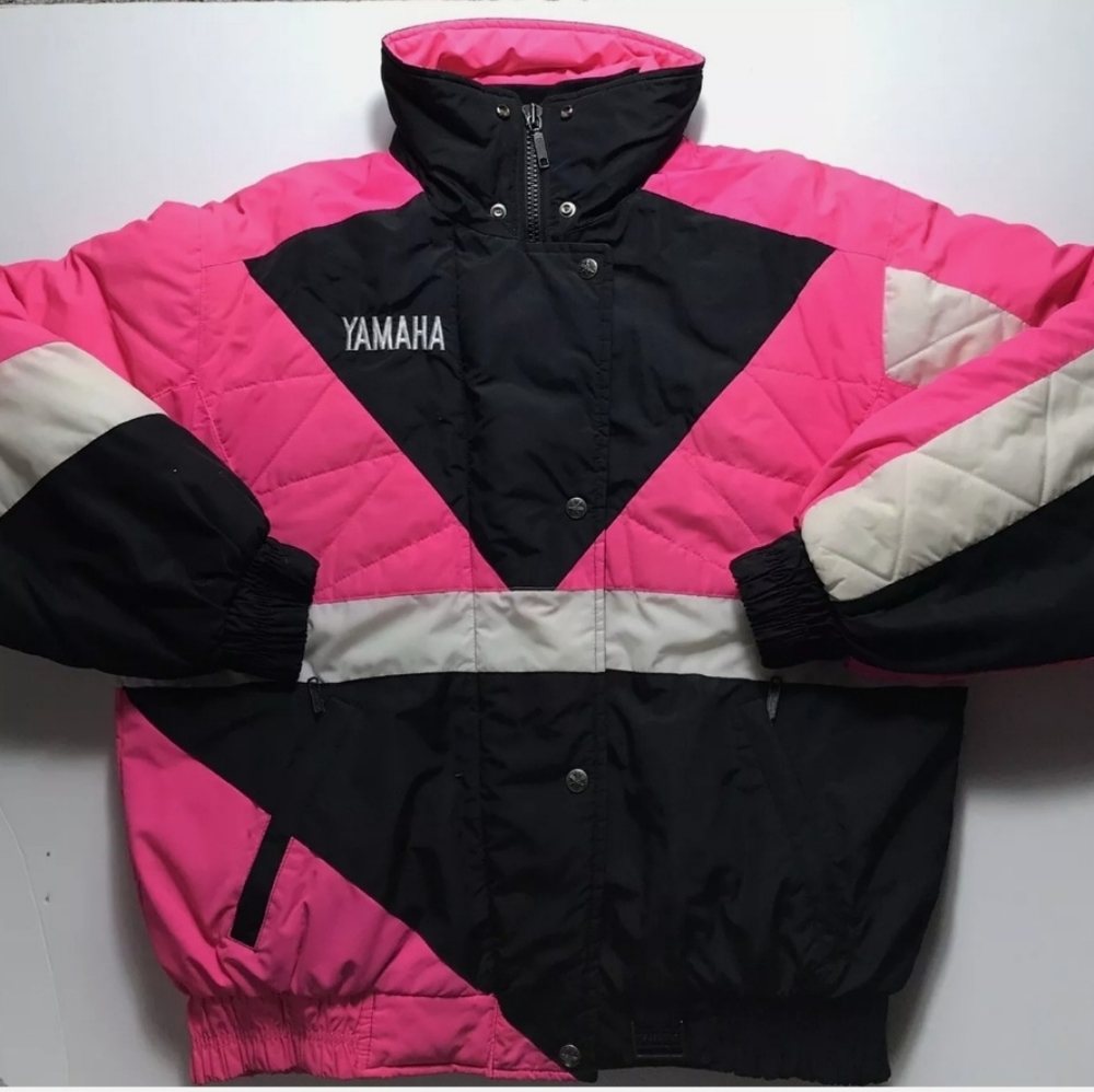 Vintage Women’s YAMAHA Ski Snowmobile Jacket Pink Rare 1990s Size Large Coat